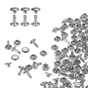 uxcell 60�Z�b�g�_�u���L���b�v���U�[���x�b�g 7x8mm�ۂ��L���b�v�`���[�u�󃁃^���X�^�b�h ���n�p���x�b�g �x���g �u�[�c �o�b�O�p �V���o�[