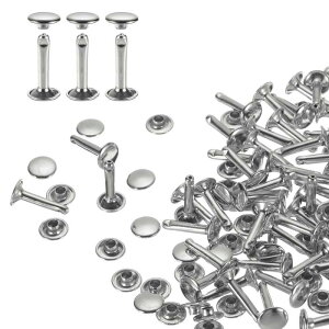 uxcell 60�Z�b�g �_�u���L���b�v���U�[���x�b�g 9x16mm �ۂ��L���b�v �`���[�u�󃁃^���X�^�b�Y ���n�p ���U�[�N���t�g���x�b�g �x���g �u�[�c �o�b�O�p �V���o�[