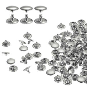 uxcell 60�Z�b�g �_�u���L���b�v���U�[���x�b�g 12x8mm �ۃL���b�v�`���[�u�󃁃^���X�^�b�Y ���n�p�x���g�u�[�c�o�b�O�p ���U�[�N���t�g���x�b�g �V���o�[