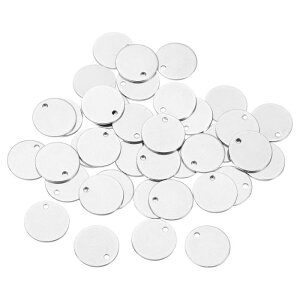 uxcell �t���b�g�Ȋۂ��X�^���s���O�^�O�y���_���g�`�� �[�� 40�� 14mm ���a - �l�b�N���X �C�������O �W�� �G���[���p�̌��t�� 304�X�e�����X�X�`�[�����^���`�� �[���i�V���o�[�j