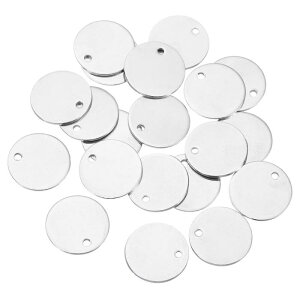uxcell �t���b�g�Ȋۂ��X�^���s���O�^�O�y���_���g�`�� �[�� 20�� 15mm ���a - �l�b�N���X �C�������O �W�� �G���[���p�̌��t�� 304�X�e�����X�X�`�[�����^���`�� �[���i�V���o�[�j