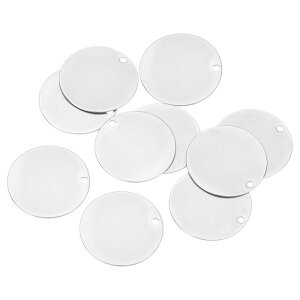 uxcell �t���b�g�Ȋۂ��X�^���s���O�^�O�y���_���g�`�� �[�� 10�� 35mm ���a - �l�b�N���X �C�������O �W�� �G���[���p�̌��t�� 304�X�e�����X�X�`�[�����^���`�� �[���i�V���o�[�j