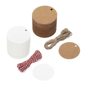 uxcell 200�̃M�t�g�^�O �N���t�g�����x�� �M�t�g�^�O �~�` 5 cm �J�[�h 20 ���[�g���̐Ԃ��W���[�g�R�t�� �N���X�}�X�̃M�t�g���b�s���O�p