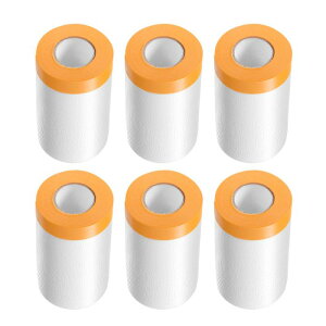 uxcell 6���[�� �v���e�[�v���ꂽ�}�X�L���O�t�B����25.6x65.6ft �e�[�v�ƃh���[�v �y�C���^�[�Y�v���X�`�b�N �h���b�v�N���X�t�B���� �e�[�v�t�� �v���X�`�b�N�V�[�e�B���O �����ԓh���p�J�o
