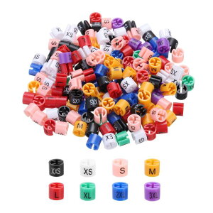 uxcell �ߗރn���K�[�}�[�J�[ XXS/XS/S/M/L/XL/2XL/3XL �T�C�Y�^�O 3 mm ���b�h�p �}���`�J���[ �ߗނ̐F������ 200��
