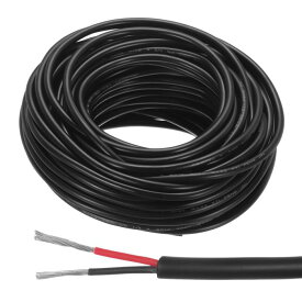 uxcell レッド黒ワイヤー2ピン延長ケーブルコード電線18 AW G並列ワイヤー酸素フリー銅66フィート長さLEDストリップライト用