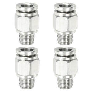 uxcell �v�b�V�� �c�[ �R�l�N�g �t�B�b�e�B���O 4�� 304�X�e�����X �X�`�[�� PC �I�X �X�g���[�g 5/16 �`���[�u OD x 1/8 N PT �X���b�h �v�b�V�� �c�[ �R�l�N�g �`���[�u �t�B�b�e�B���O ��C���v�b�V