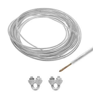 uxcell 2.5mm�i3/32�j�N���A�r�j�[���R�[�e�b�h���C���[���[�v 6m /20ft �K���o�j�[�Y�|�P�[�u�����C���[���[�v 2PCS M3���[�v�X���[�u�t�� �X�g�����O ���C�g�݂� �f�b�L�肷�� �K�[�f�����C���[