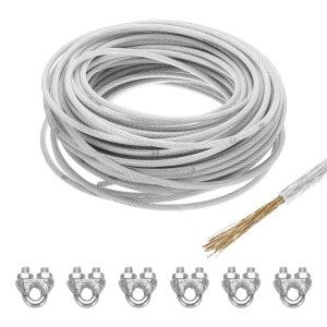 uxcell 6mm�i1/4�j�N���A�r�j�[���R�[�e�b�h���C���[���[�v 30m/98ft �K���o�j�[�Y�|�P�[�u�����C���[���[�v 6PCS M6���[�v�X���[�u�t�� �X�g�����O ���C�g�݂� �f�b�L�肷�� �K�[�f�����C���[��