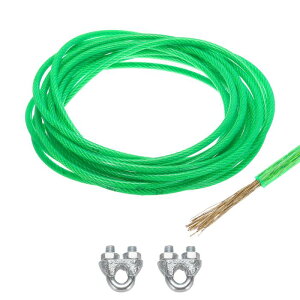 uxcell 6mm�i1/4�j�΃r�j�[���R�[�e�b�h���C���[���[�v 6m/20ft�K���o�j�[�Y�h�X�`�[���P�[�u�����C���[���[�v 2PCS M6���[�v�X���[�u�t�� �X�g�����O ���C�g�݂� �f�b�L�肷�� �K�[�f�����C���[