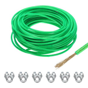 uxcell 6mm�i1/4�j�΃r�j�[���R�[�e�b�h���C���[���[�v 30m/98ft�K���o�j�[�Y�h�X�`�[���P�[�u�����C���[���[�v 6PCS M6���[�v�X���[�u�t�� �X�g�����O ���C�g�݂� �f�b�L�肷�� �K�[�f�����C���[