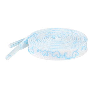 Elerevyo Flat Shoestrings Heart Printed Shoe Lace for Sneakers Athletic Shoelaces 1 Pair White Light Blue 140cm/55.1"