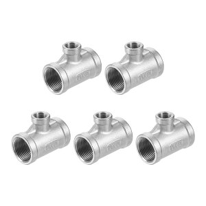 uxcell 5�� 3/4 BS PT x 1/4 BS PT x 3/4 BS PT �����p 304�X�e�����X�|�����p�C�v�p�� T���`�R�l�N�^�J�v���[