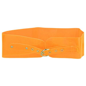Elerevyo Women Clear Waist Belts, Wide Transparent Round Buckle PVC Waistband Belt for Dress Orange 70-75cm/27.56-29.53