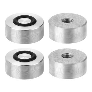 uxcell M8�X���b�h 25mm���a 10mm���̊ی`�A���~�j�E���~��4�Z�b�g �K���X�e�[�u���g�b�v�p�A���~�j�E���~�ՃA�_�v�^�[ �A���`�X���b�v���o�[�����O�t�� �K���X�e�[�u�� �e�B�[�e�[�u���p