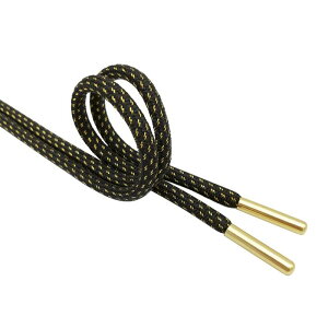 Elerevyo Round Metallic Shoelaces with Metal Tips for Athletic Shoes Boot Strings 2 Pairs Black 140cm/55.12