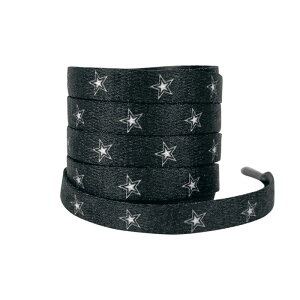 Elerevyo Flat Shoelaces Colored Star Patterned Printed Shoe Laces for Sneakers Boots Sport Shoes 1 Pair Black-White Star 140cm/55.1