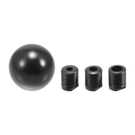 VekAuto ギアシフトノブキット5cmの丸いボールシフトレバーノブ自動車用の汎用アルミ合金製ブラック3つのアダプター付き耐久性ある