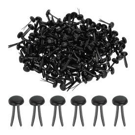 PATIKIL ペーパークラフト用 8 x 15 mmミニブ ラッド 200個 ペーパーファスナー 黒