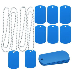 uxcell ���^���󔒃^�O�X�^���s���O �A���~�󔒃^�O ���pDIY�����󔒃^�O�i�l�b�N���X�`�F�[���t���j�y �b�g�̌���ID�^�O �y���_���g�f�R���[�V���� �N���t�g�^�O5�Z�b�g�i�u���[�j