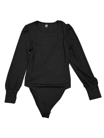Seta T レディース クルーネック 長袖 ボディスーツ ブラウス カジュアル トップス ブラック S
