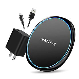 NANAMI ワイヤレス充電器 (QC3.0 急速充電器付き) 置くだけ充電器 セット 7.5W/10W/15W iPhone 15/14/13/12シリーズ/SE第二世代/11(Pro)/Xs(Max)/XR/X/8(Plus) Air