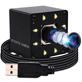 ELP 4K ウルトラHDカメラUSB オートフォーカス IMX415センサー暗視カメラUSB 100度 歪んでいないレンズ,白色LEDライト付き 2160PウェブカメラWindows/Mac/Linux/Andorid/Raspberr