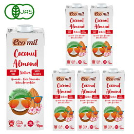 EcoMil（エコミル） 有機ココナッツ＆アーモンドミルク ストレート（無糖） 1000ml×6本