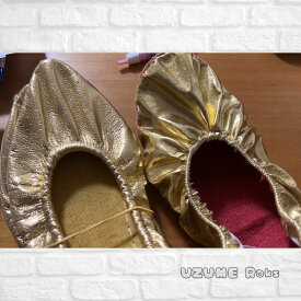 New 金靴 (フラット) ゴールド 足を包み込む レザー ダンスシューズ ベリーダンス
