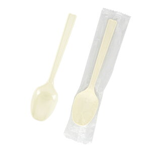 使い捨て ヘイコープラスプーン 16cm アイボリー 単袋 100本入 シモジマ