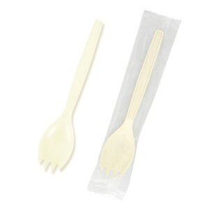 使い捨て ヘイコープラスチックフォークスプーン 16cm アイボリー 単袋 100本入 シモジマ