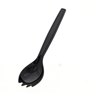 ヘイコープラスチックフォークスプーン 16cm 黒 単袋 100本入 シモジマ