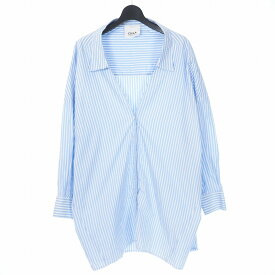 【中古】エリカカヴァリーニ ERIKA CAVALLINI 20SS Stripe Shirt ストライプ シャツ ドロップショルダー 長袖 38 ライトブルー 青 P0SJ09 レディース 【ベクトル 古着】 220903