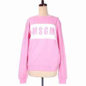 【中古】未使用品 エムエスジーエム MSGM スウェット トレーナー 長袖 プルオーバー ボックスロゴ プリント イタリア製 S ピンク 2642MDM196 国内正規 レディース 【ベクトル 古着】 240105