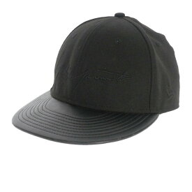 【中古】ヨウジヤマモト YOHJI YAMAMOTO × NEW ERA レザー切替キャップ 帽子 7 1/4 ブラック 黒 1209 メンズ 【ベクトル 古着】 240412