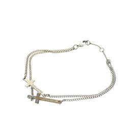 【中古】未使用品 ディースクエアード DSQUARED2 Jesus Bracelets 2連クロスチェーン ブレスレット アクセサリー M シルバー S82AR0002 国内正規 メンズ レディース 【ベクトル 古着】 240602