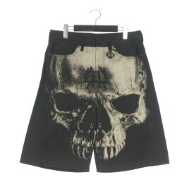 【中古】未使用品 フォーティーフォーレーベルグループ 44 LABEL GROUP Black Shorts with logo スカル ショートパンツ ショーツ 46 ブラック/グレー B0030263 FA273 国内正規 メンズ 【ベクトル 古着】 250317