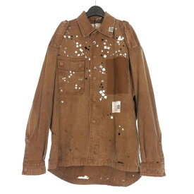 【中古】未使用品 ミハラヤスヒロ MIHARA YASUHIRO 25AW EMBELLISHED MILITARY SHIRTS ラインストーン ミリタリーシャツ 長袖 46 ブラウン 茶 A15SH087-0 メンズ 【ベクトル 古着】 251118