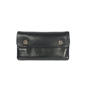 【中古】クロムハーツ CHROME HEARTS ウェーブウォレット レザー 長財布 ブラック 黒 メンズ 【ベクトル 古着】 251201