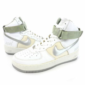 【中古】ナイキ NIKE AIR FORCE 1 HIGH L/M 20TH エア フォース 1 ハイ レザー メッシュ 20周年 US9 27cm ホワイト メタリックシルバー 302347-102 メンズ 【ベクトル 古着】 230612