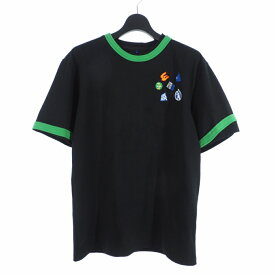 【中古】アーダーエラー ADERERROR Badge T-shirt バッジ リンガーT Tシャツ 半袖 クルーネック A1 ブラック グリーン 黒 緑 メンズ 【ベクトル 古着】 240218