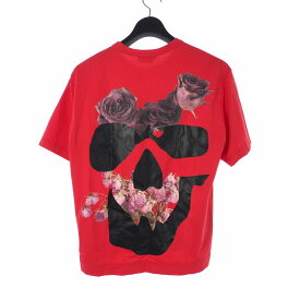 【中古】コムデギャルソンオムプリュス COMME des GARCONS HOMME PLUS デザインカットソー Tシャツ 半袖 スカル ローズ プリント M 赤 レッド PI-T005 AD2021 メンズ 【ベクトル 古着】 240225