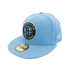 【中古】ニューエラ NEW ERA 59FIFTY Brooklyn Nets Global ブルックリン ネッツ キャップ 帽子 7 8/5 ブルー 青 メンズ 【ベクトル 古着】 240321