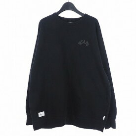 【中古】ダブルタップス WTAPS 21AW CLUB CREW NECK クラブ クルーネック トレーナー スウェット 3 ブラック ワンポイントロゴ 黒 212ATDT-CSM14 メンズ 【ベクトル 古着】 240316