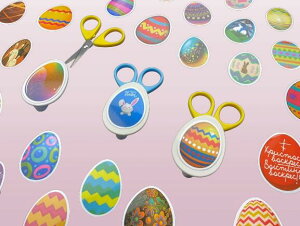 カラフル卵マグネット付きミニはさみ (MS-85C-EGG) どんな卵が届くかはお楽しみです。    メール便にてお届け手配
