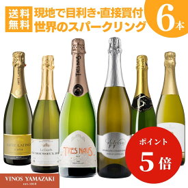 【今だけポイント5倍＆200円OFFクーポン有】世界の スパークリング ワインセット 6本 送料無料 [ ワイン 飲み比べ スパークリング 辛口 すっきり 蔵元直送 厳選 おすすめ ワイン専門店 ヴィノスやまざき コスパワイン お得 ]