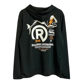 RealBvoice FISHING リアルビーボイス フィッシング ドライ ジップパーカー FISHING SEA DREAMER DRY ZIP HOODIE 23AW-RBV-FH-012 ブラック 黒 ラッシュ ガード 吸水 速乾 薄手 UVカット ジップ アップ フーディー メンズ 釣り ビーチ ジム トレーニング キャンプ アウトドア