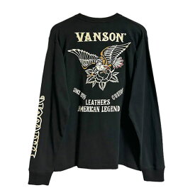 VANSON バンソン イーグル フライングスター ローズ 刺繍 OE 天竺 ロンT 長袖 Tシャツ NVLT-2315 バイク バイカー トップス メンズ