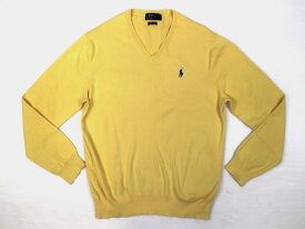 POLO RALPH LAUREN■ピマコットンVネックニット ライトイエロー/S ラルフローレン