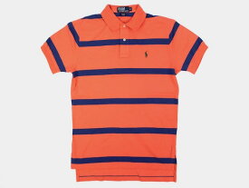 Polo by Ralph Lauren ラルフローレン ボーダー鹿の子コットンポロシャツ(M)オレンジ×ブルー